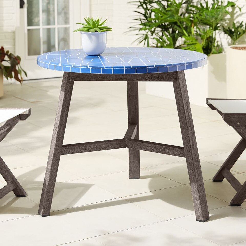 Mosaic Tiled Outdoor Bistro Table Landscape Blue West Elm Australia
